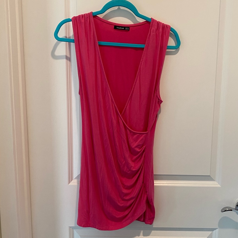 💖 PattyBoutik XL Hot Pink V-Neck Sleeveless Top